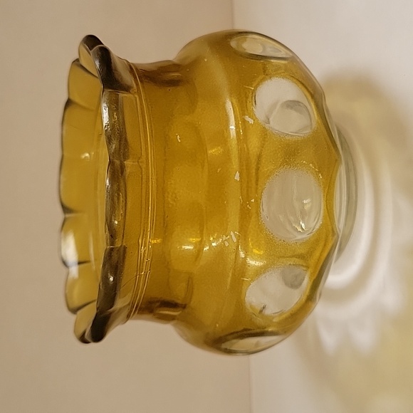 VINTAGE Yellow scalloped thumbprint candy Nut Bowl - Picture 1 of 8